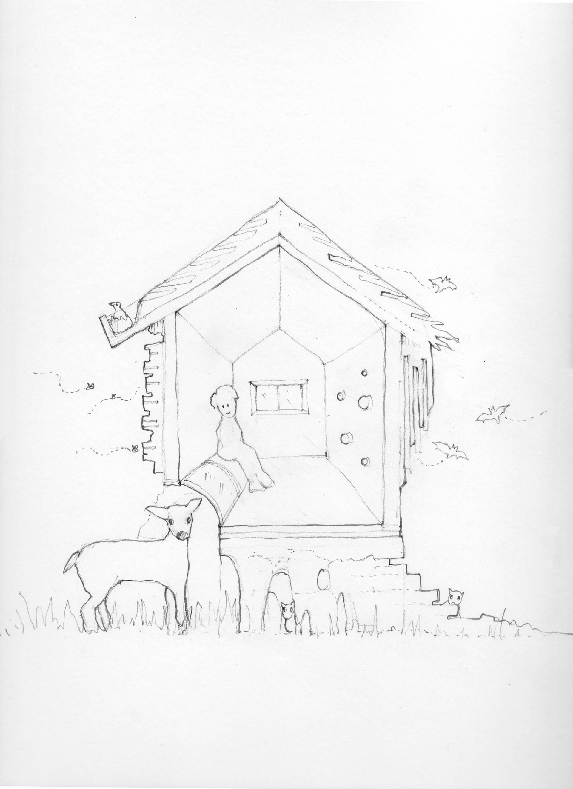 sketch of speculative house section